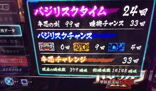 バジリスク3│遊技履歴│リセット│判別